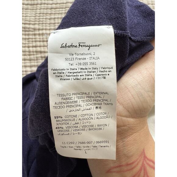 Ferragamo Logo Plaque Knit Blue Purple Tank Top Vet large Sleeveless Blouse - Picture 14 of 16